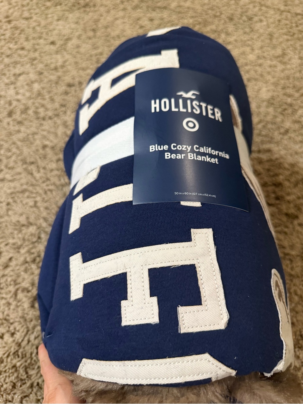 NWT Hollister x Target Blue Cozy California Bear Blanket 50x60
